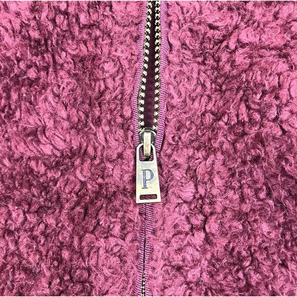 PENDLETON Fuzzy Sherpa Full Zip Jacket Women M Burgundy Cozy Everyday Travel EUC - Picture 7 of 13